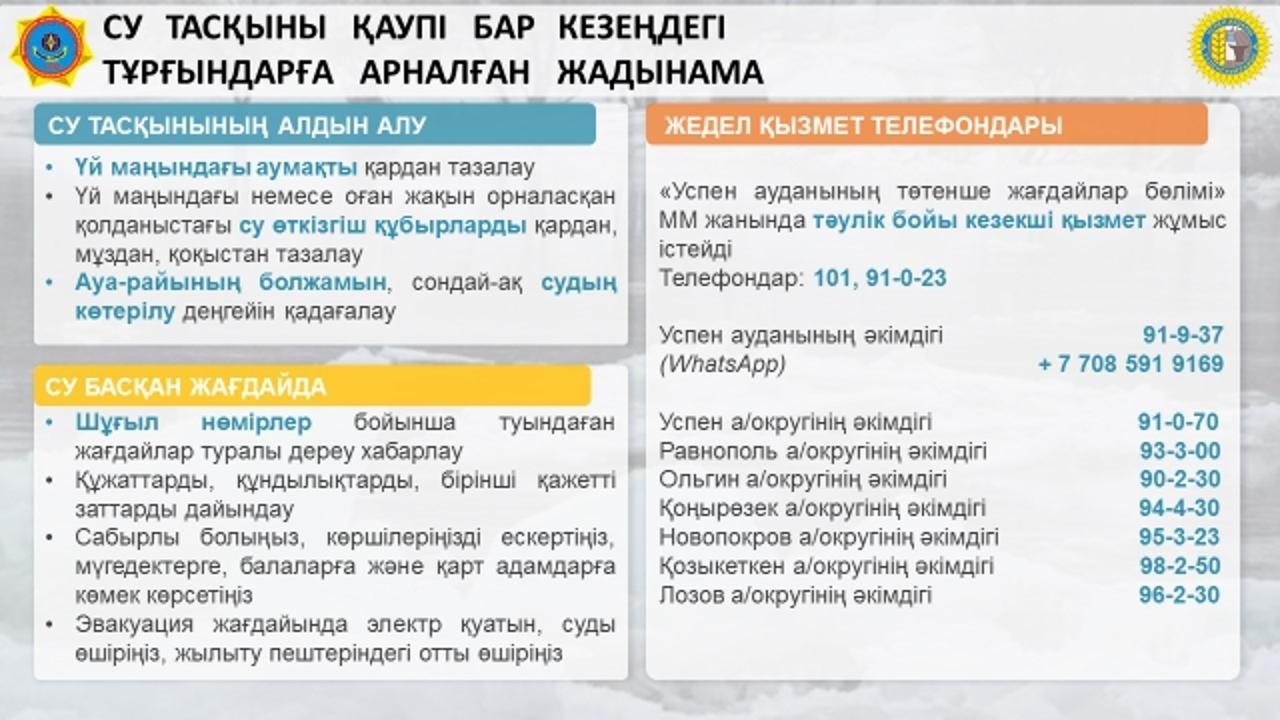Су тасқыны кезеңіндегі жадынама