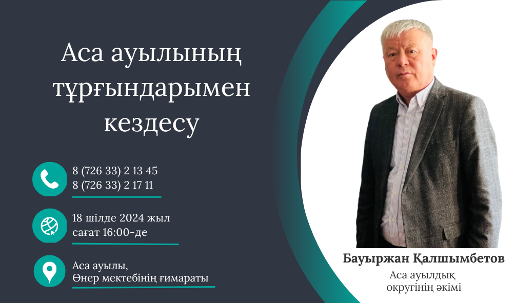 Встреча акима Асинского сельского округа с жителями села Аса
