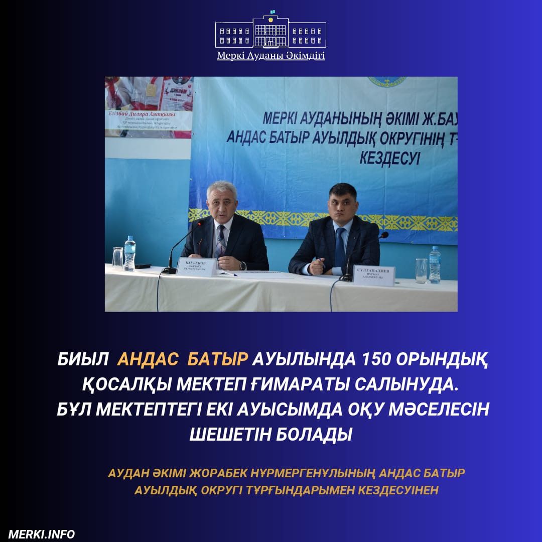 Аудан әкімі Баубеков Жорабек Нұрмергенұлы Андас батыр ауылдық округінің тұрғындарымен кездесу өткізді