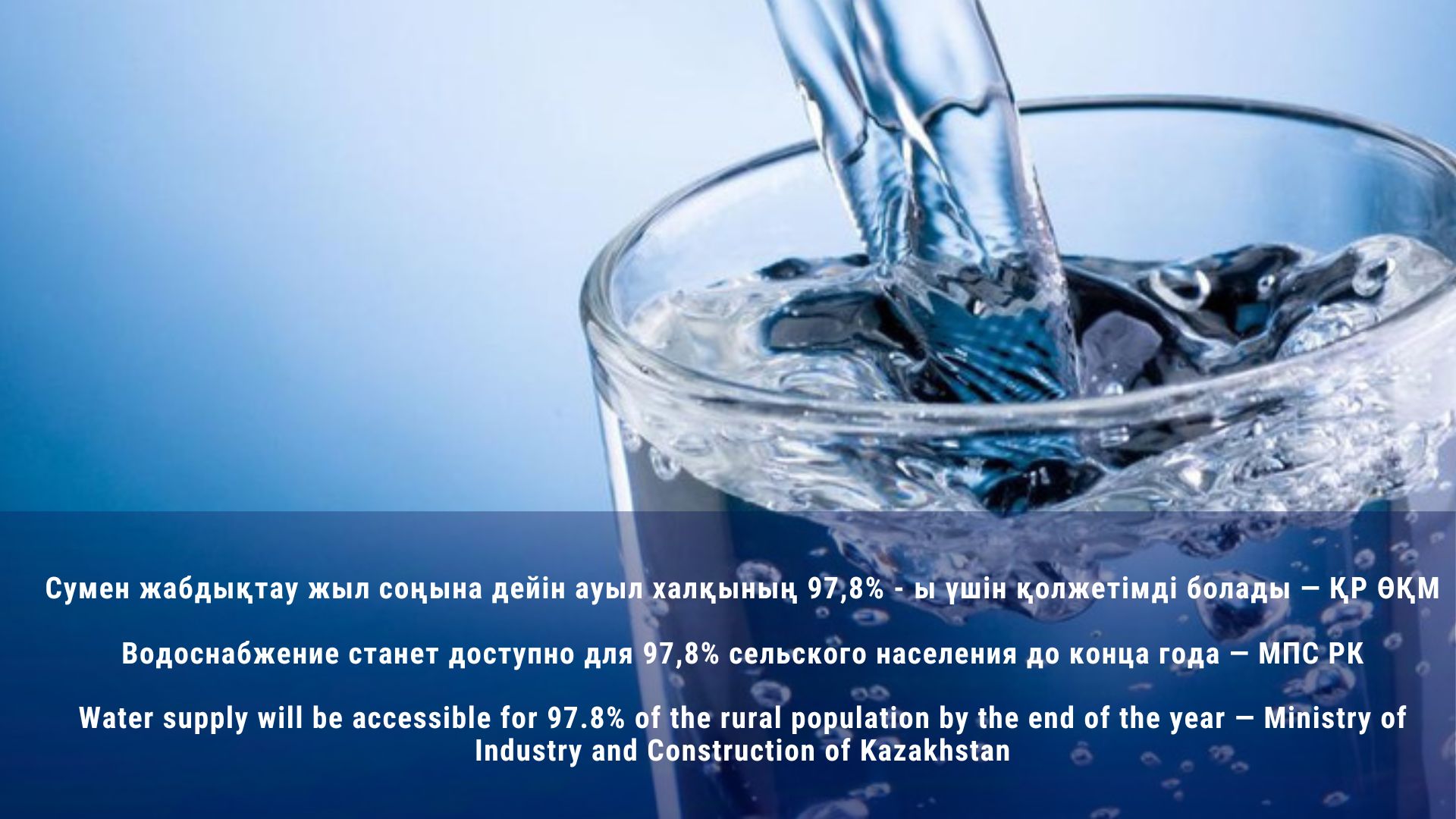 Water supply will be accessible for 97.8% of the rural population by the end of the year — Ministry of Industry and Construction of Kazakhstan