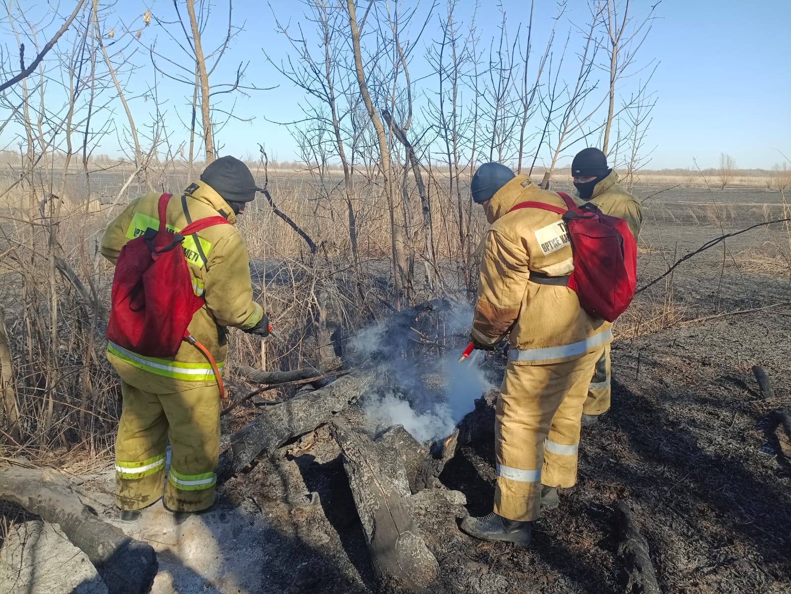 Атырау облысында қамыс өсімдіктерінің өртенуін сөндіру бойынша ақпарат