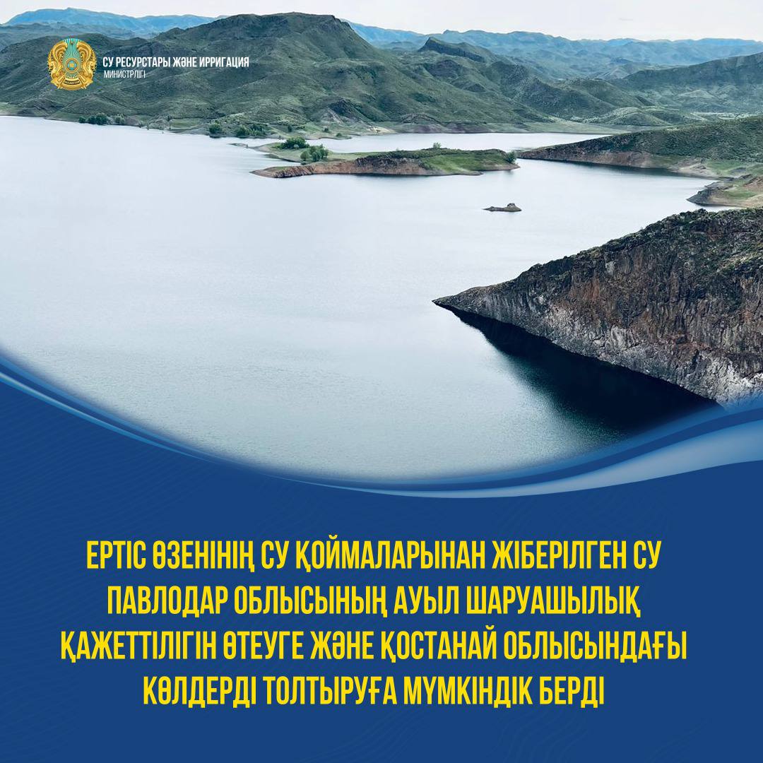 Ертіс өзенінің су қоймаларынан жіберілген су Павлодар облысының ауыл шаруашылық қажеттілігін өтеуге және Қостанай облысындағы көлдерді толтыруға мүмкіндік берді