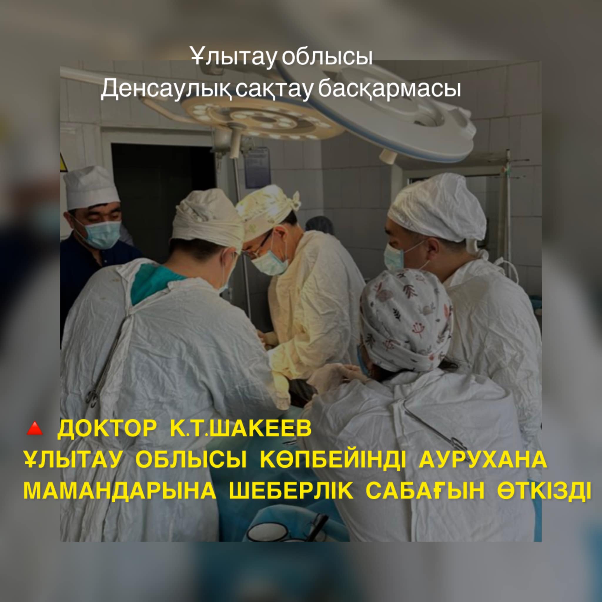 ДОКТОР К.Т.ШАКЕЕВ ҰЛЫТАУ ОБЛЫСЫ КӨПБЕЙІНДІ АУРУХАНА МАМАНДАРЫНА ШЕБЕРЛІК САБАҒЫН ӨТКІЗДІ