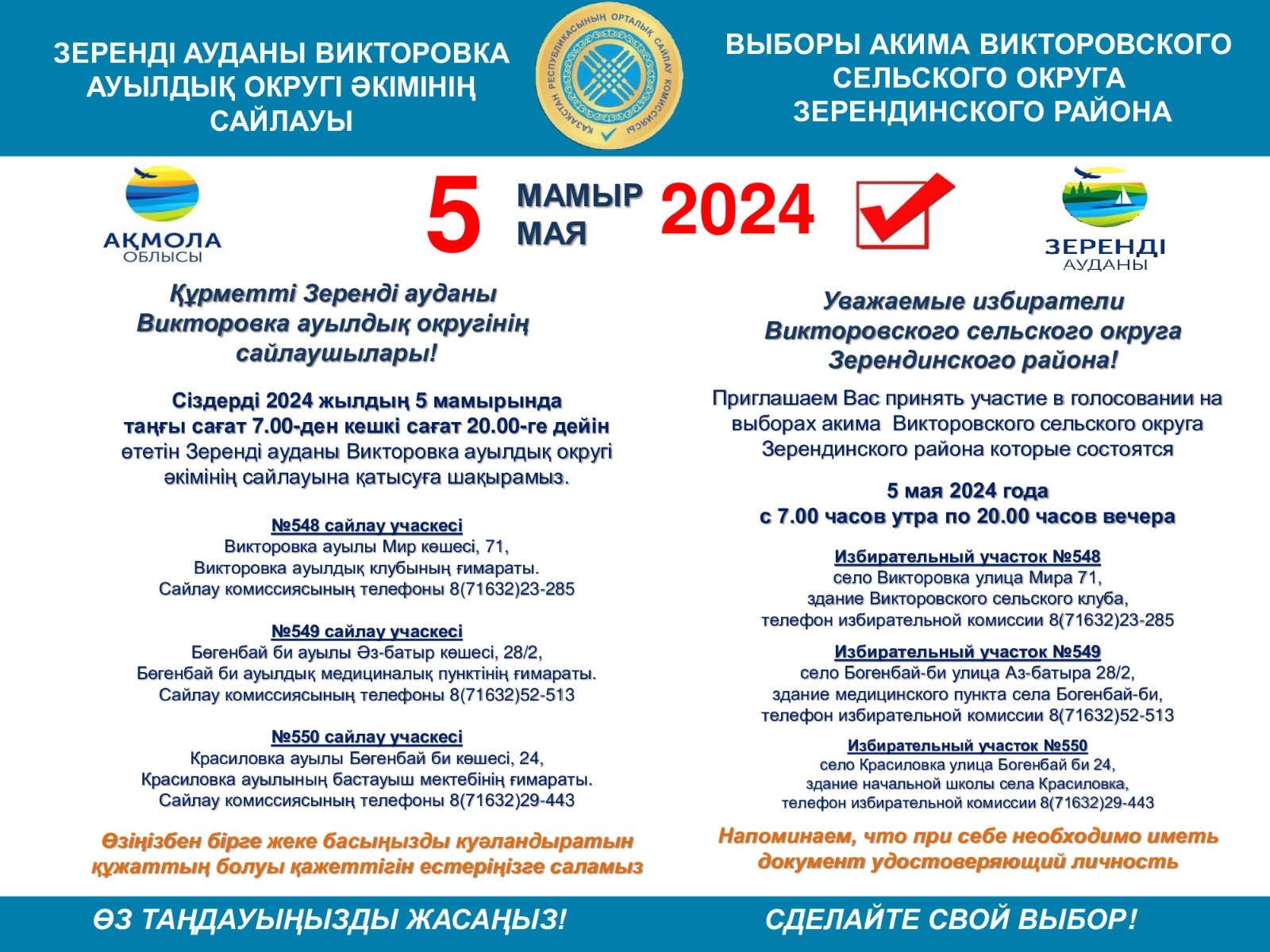 Зеренді ауданы Викторовка ауылдық округі әкімінің сайлауы