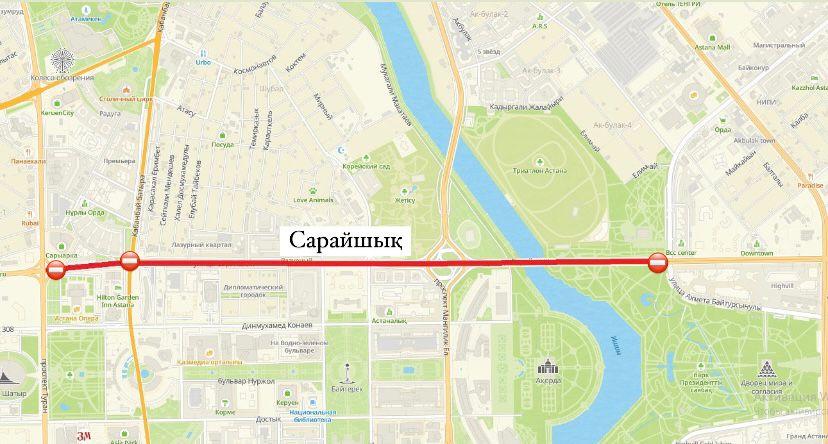Астанада Сарайшық көшесіндегі учаске жабылады