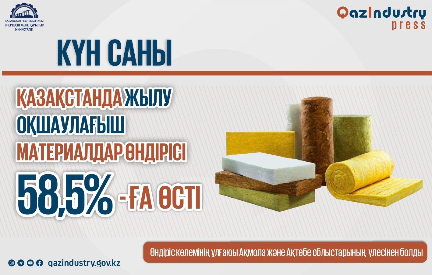 Қазақстанда жылу оқшаулағыш материалдар өндірісі 58,5 % - ға өсті