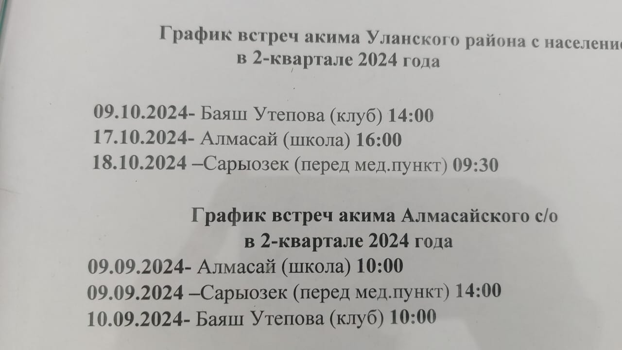 Встреча с населением акима Алмасайского сельского округа