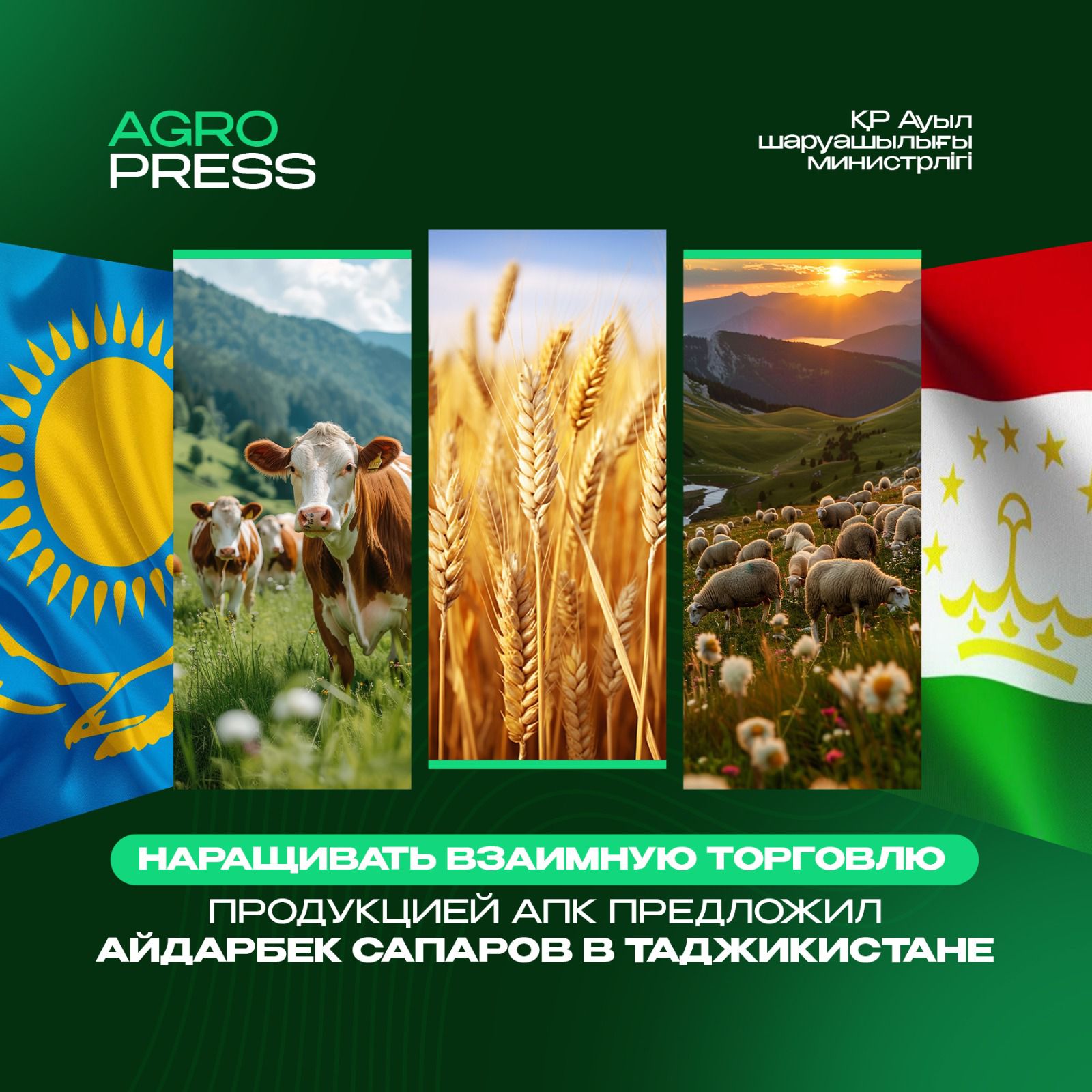 Наращивать взаимную торговлю продукцией АПК предложил Айдарбек Сапаров в Таджикистане