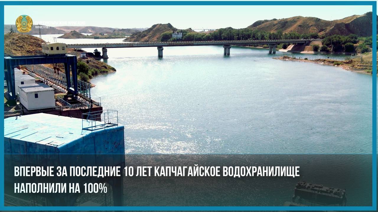 Впервые за последние 10 лет Капчагайское водохранилище наполнили на 100%