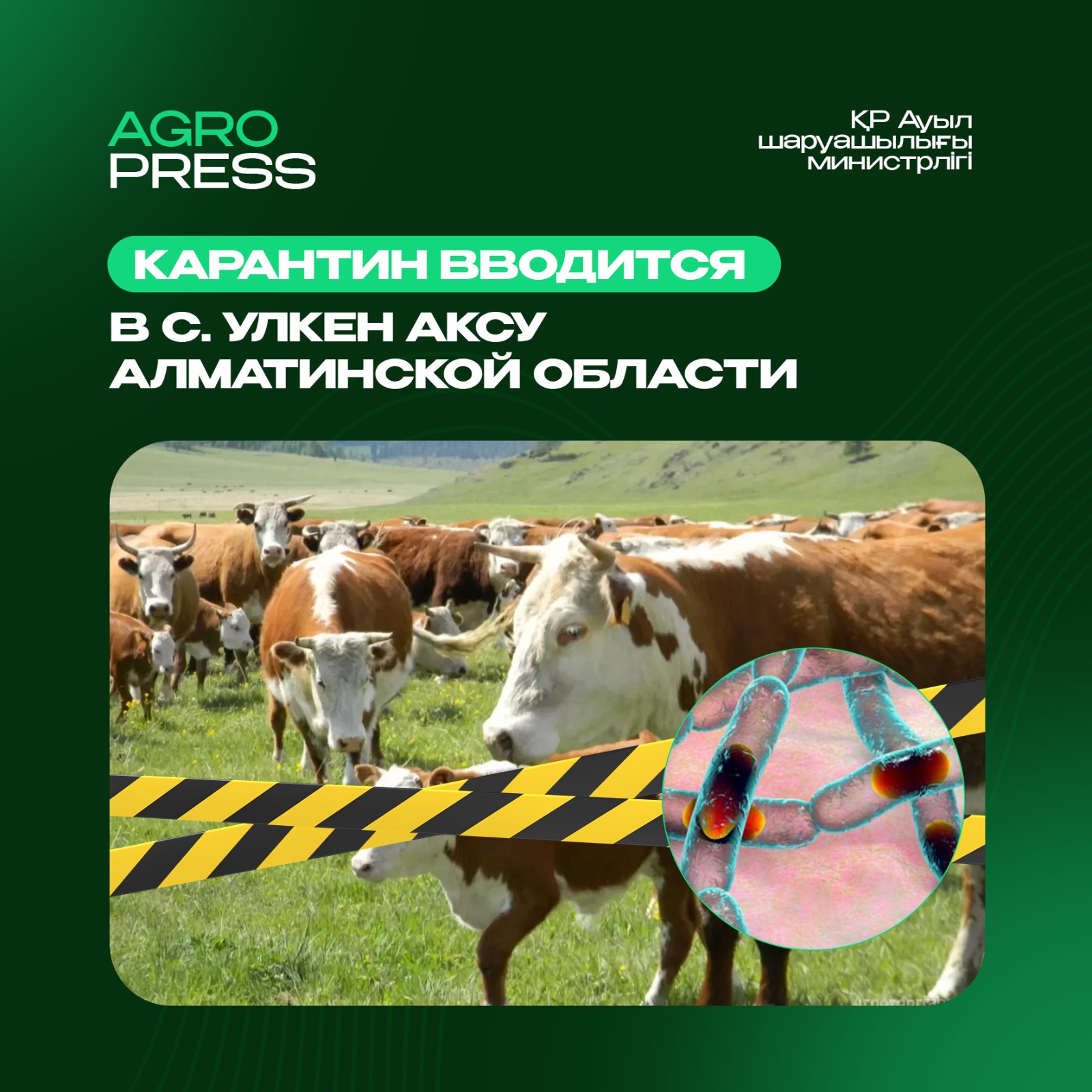 Карантин вводится в с. Улкен Аксу Алматинской области