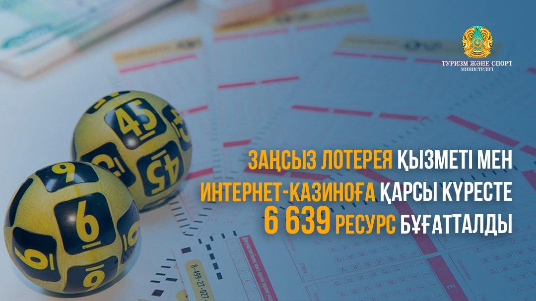 ЗАҢСЫЗ ЛОТЕРЕЯ ҚЫЗМЕТІ МЕН ИНТЕРНЕТ-КАЗИНОҒА ҚАРСЫ КҮРЕСТЕ 6 639 РЕСУРС БҰҒАТТАЛДЫ