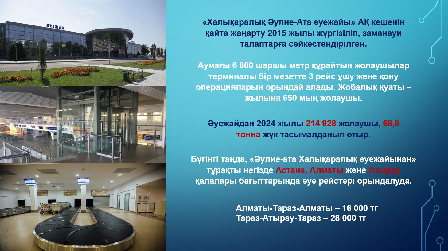 "Халықаралық Әулие-Ата әуежайы" жылына 650 мың жолаушыға қызмет жасай алады