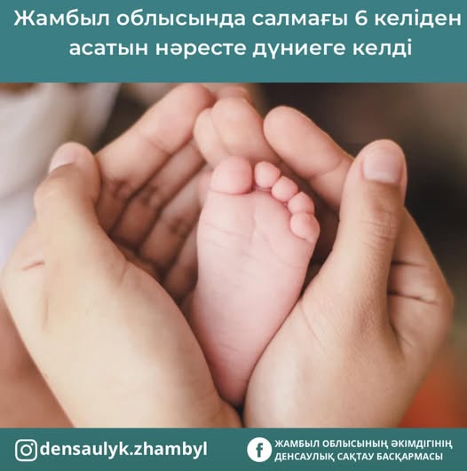 В Жамбылской области родился малыш весом более 6 килограммов