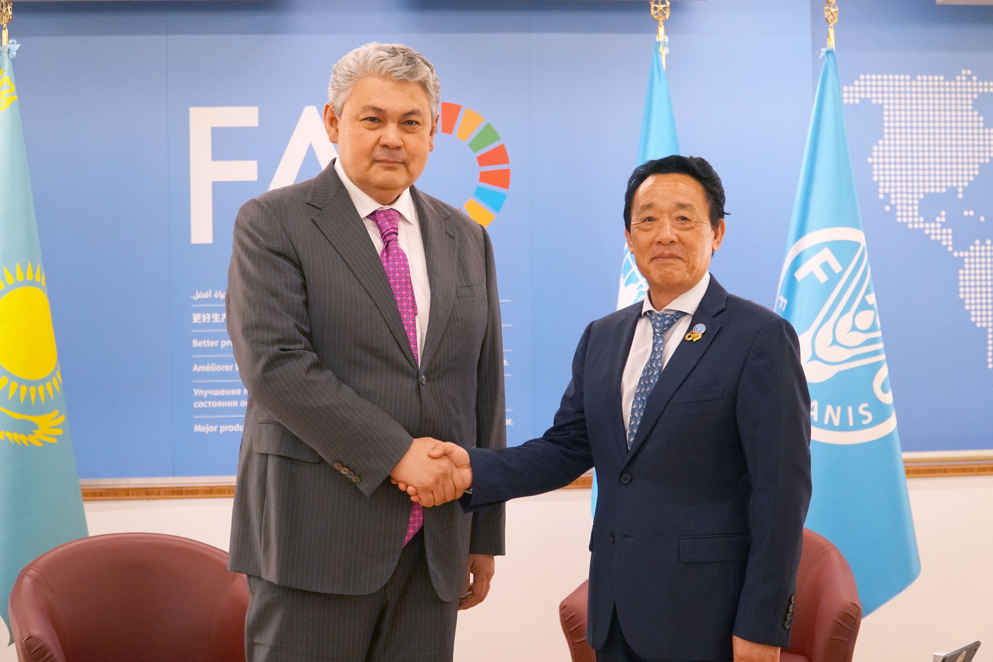 Il Ministro degli Affari Esteri del Kazakhstan ha incontrato il Direttore Generale della FAO e ha partecipato all'inaugurazione della sala “Kazakhstan”