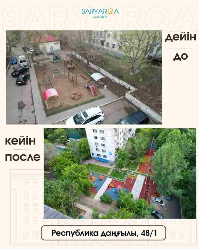 Более 20 тысяч м² дворовых территорий благоустроено в районе «Сарыарка»