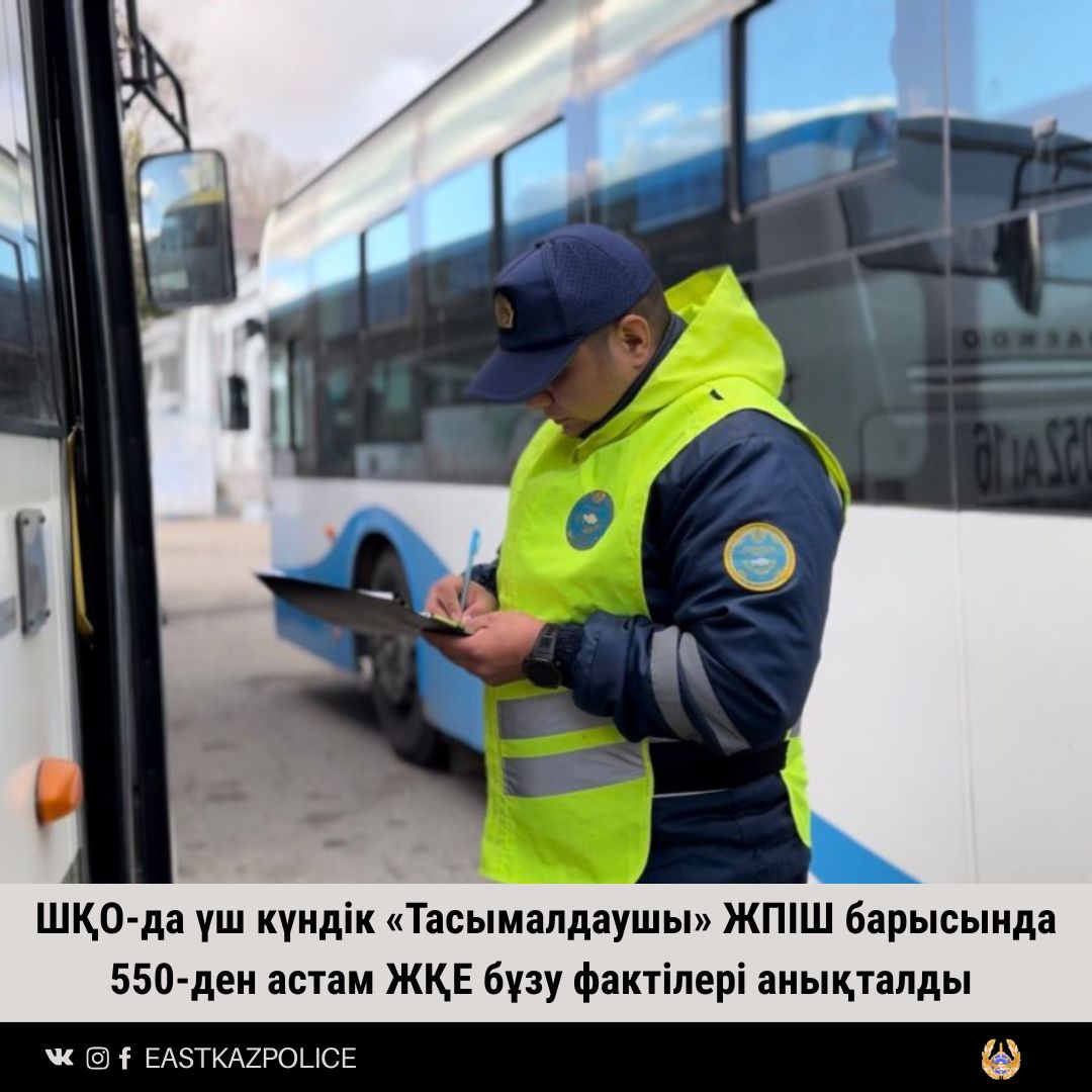 ШҚО-да үш күндік «Тасымалдаушы» ЖПІШ барысында 550-ден астам ЖҚЕ бұзу фактілері анықталды