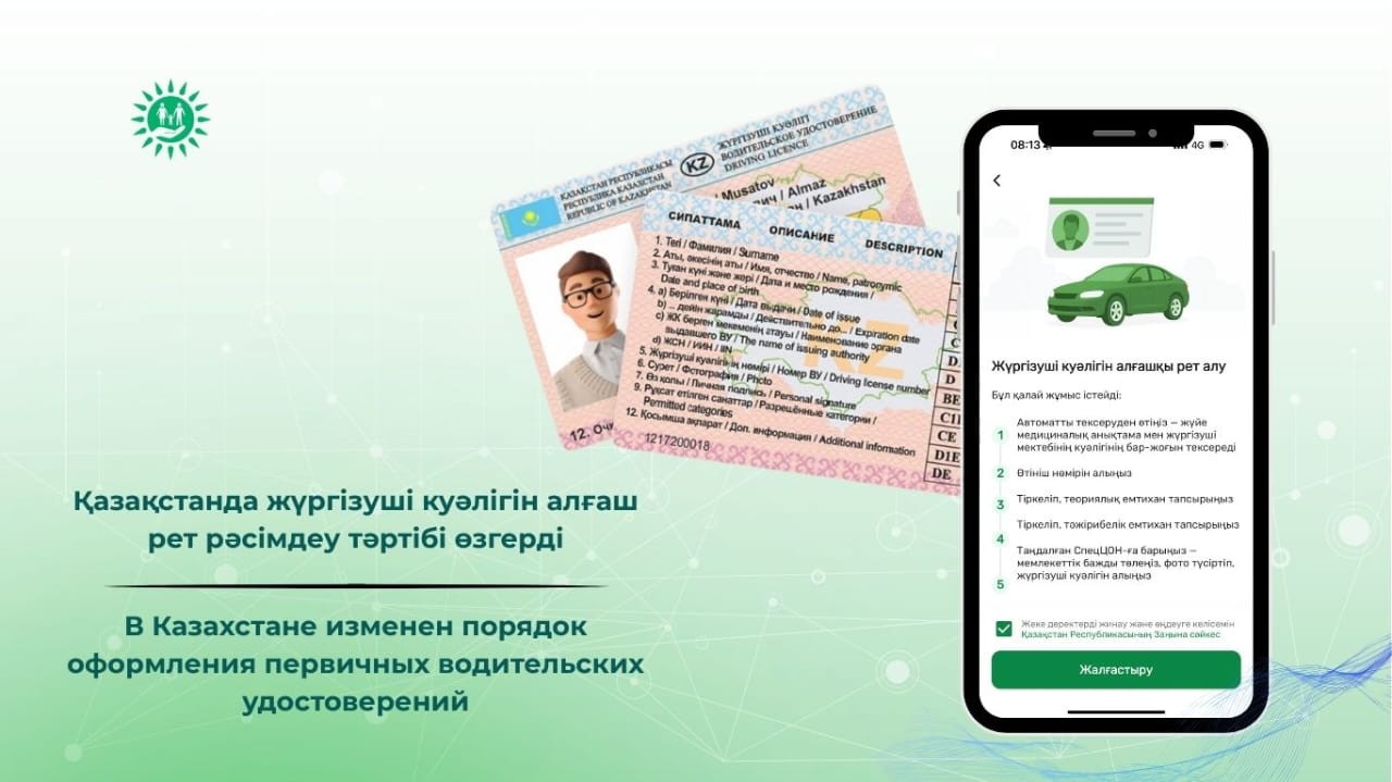 В Казахстане изменен порядок оформления первичных водительских удостоверений