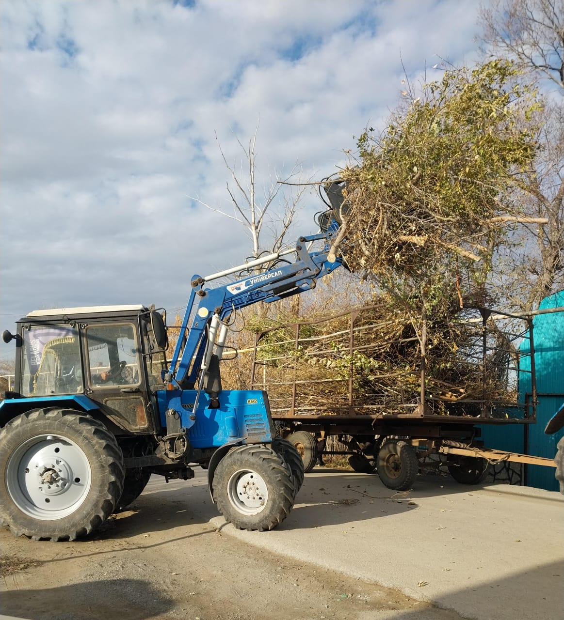 По улице Целинная проводится вывоз обрезанных веток