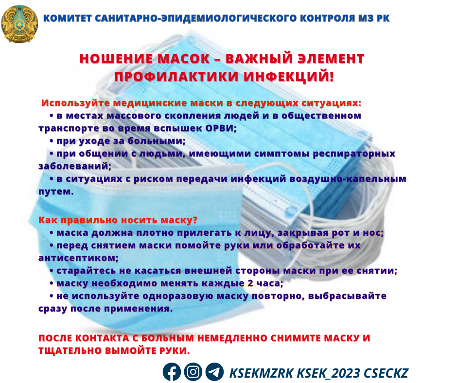 Ношение масок - важный элемент профилактики инфекций!