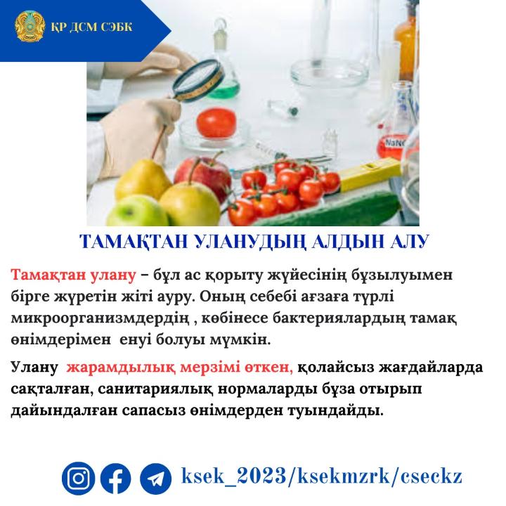 Тағамнан уланудың алдын алу