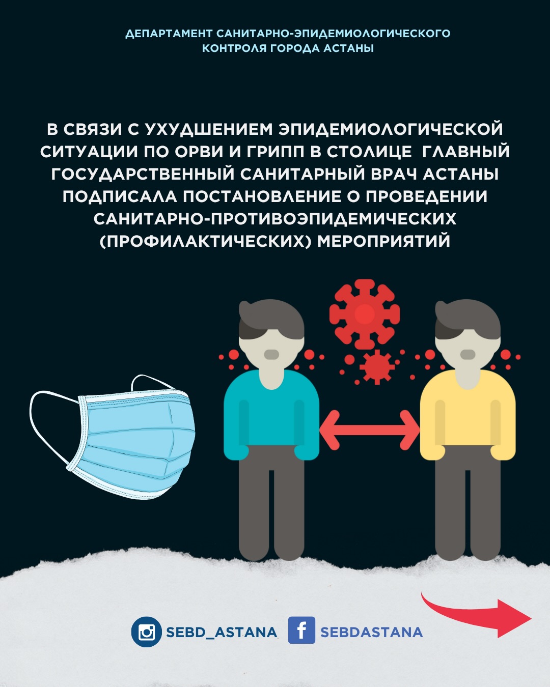 В связи с ухудшением эпидемиологической ситуации по ОРВИ и грипп в столице  Главный государственный санитарный врач Астаны  подписала  постановление о проведении санитарно-противоэпидемических (профилактических) мероприятий