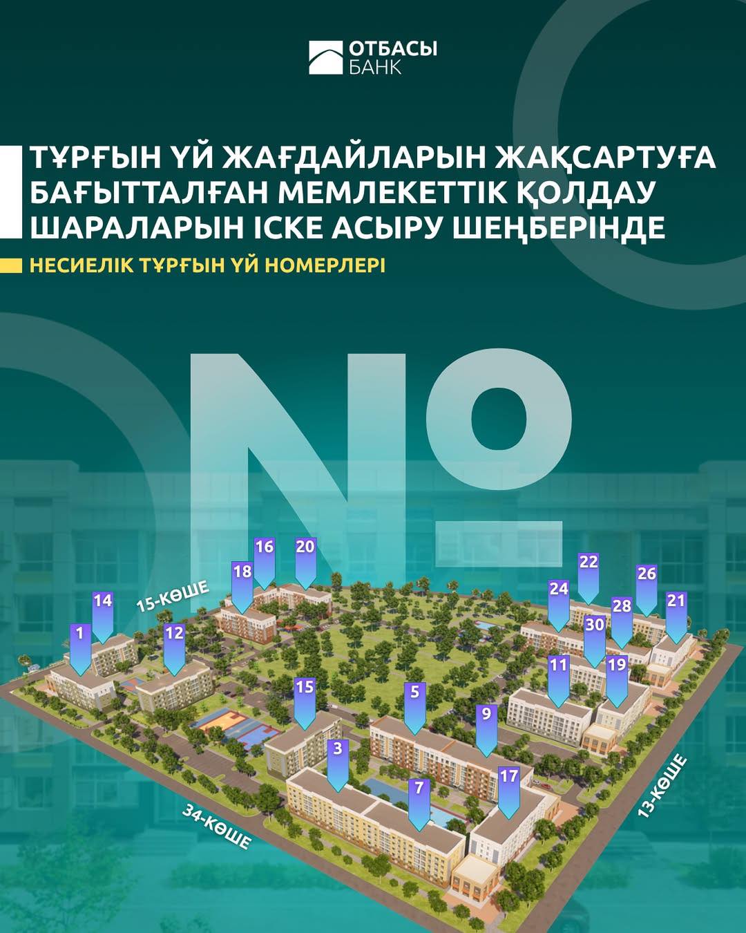 «Тұрғын үй жағдайларын жақсартуға бағытталған мемлекеттік қолдау шараларын іске асыруға» бағытталған ипотекалық тұрғын үй номерлері