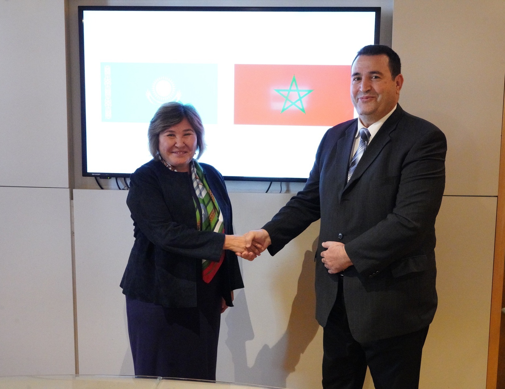 Елші С. Сайлауқызы Марокко Корольдігінің Өкілдер палатасындағы «Марокко-Қазақстан парламенттік достық тобының төрағасы А.Тахармен кездесті