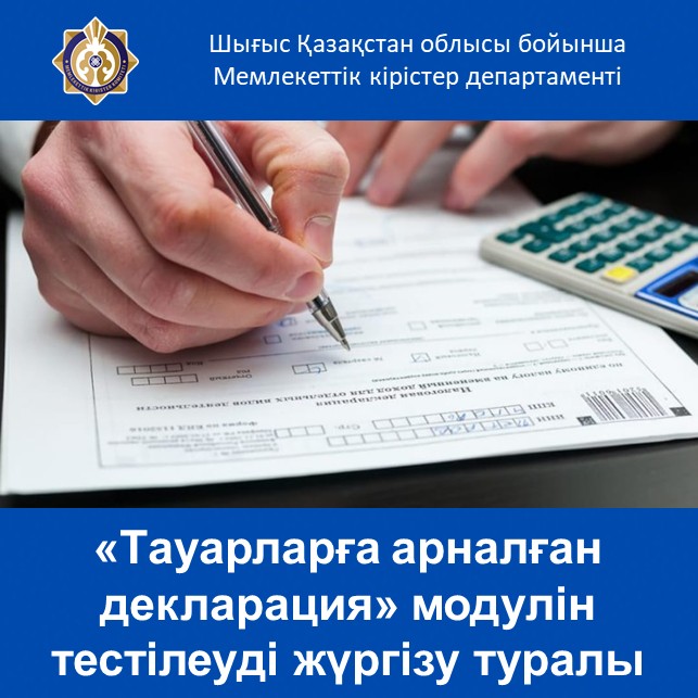 «Тауарларға арналған декларация» модулін тестілеуді жүргізу туралы