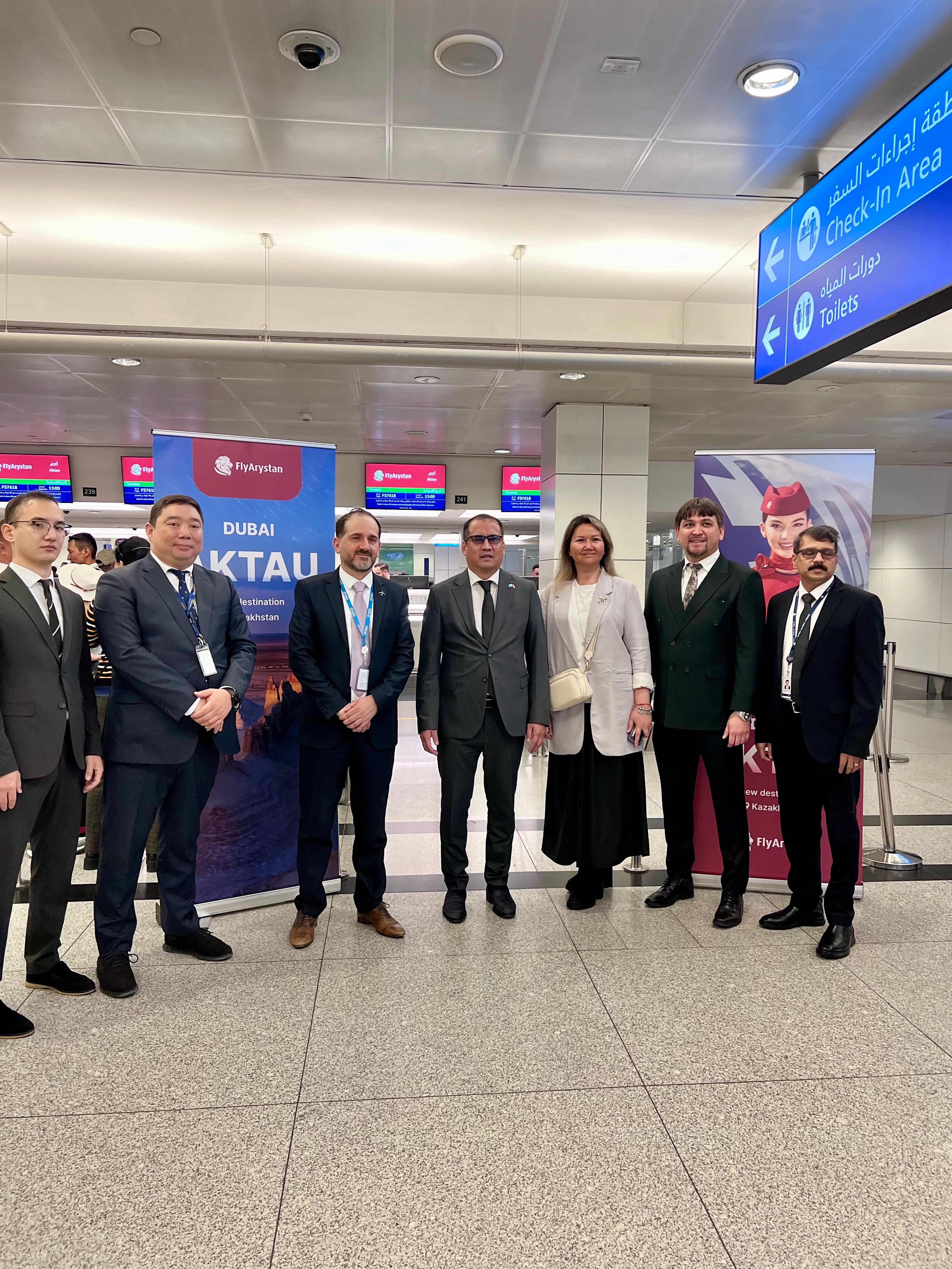 Ү.ж. 6 қыркүйек Дубай – Ақтау бағыты бойынша FlyArystan әуе компаниясының жаңа рейсінің ашылу рәсімі өтті.