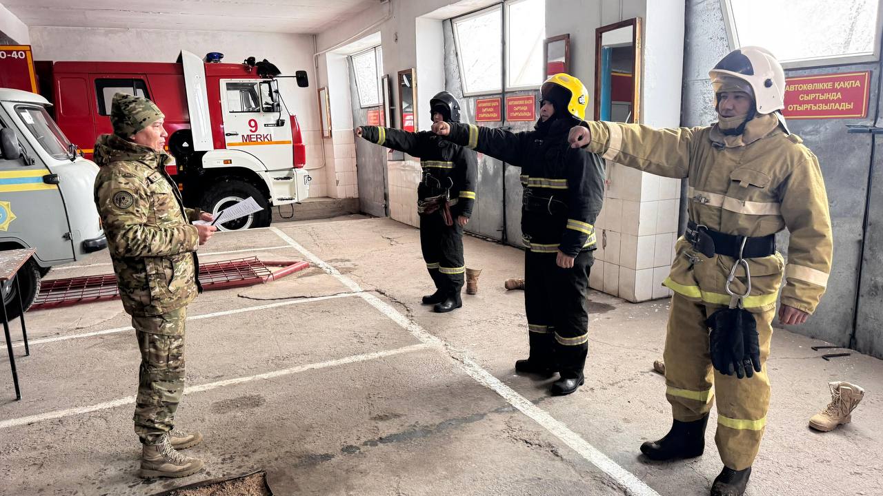 Меркі ауданында өрт сөндірушілердің жылдық дайындық сынағы өткізілді
