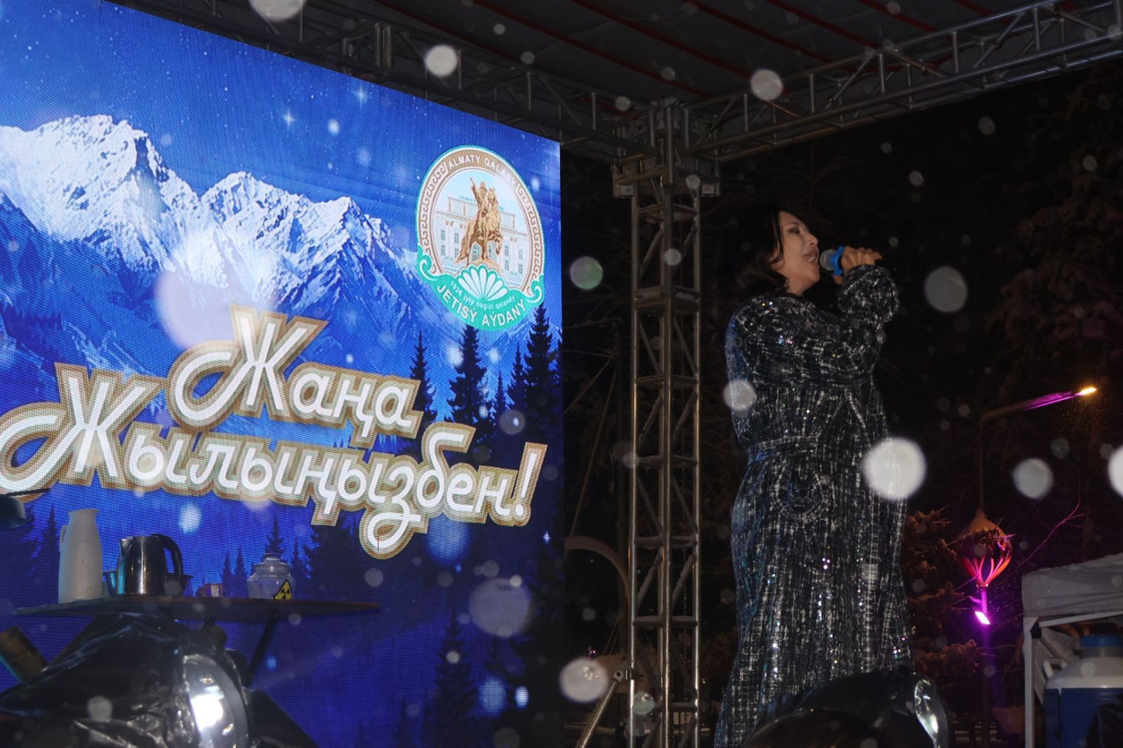 В Жетысуском районе состоялось зажжение новогодней ёлки