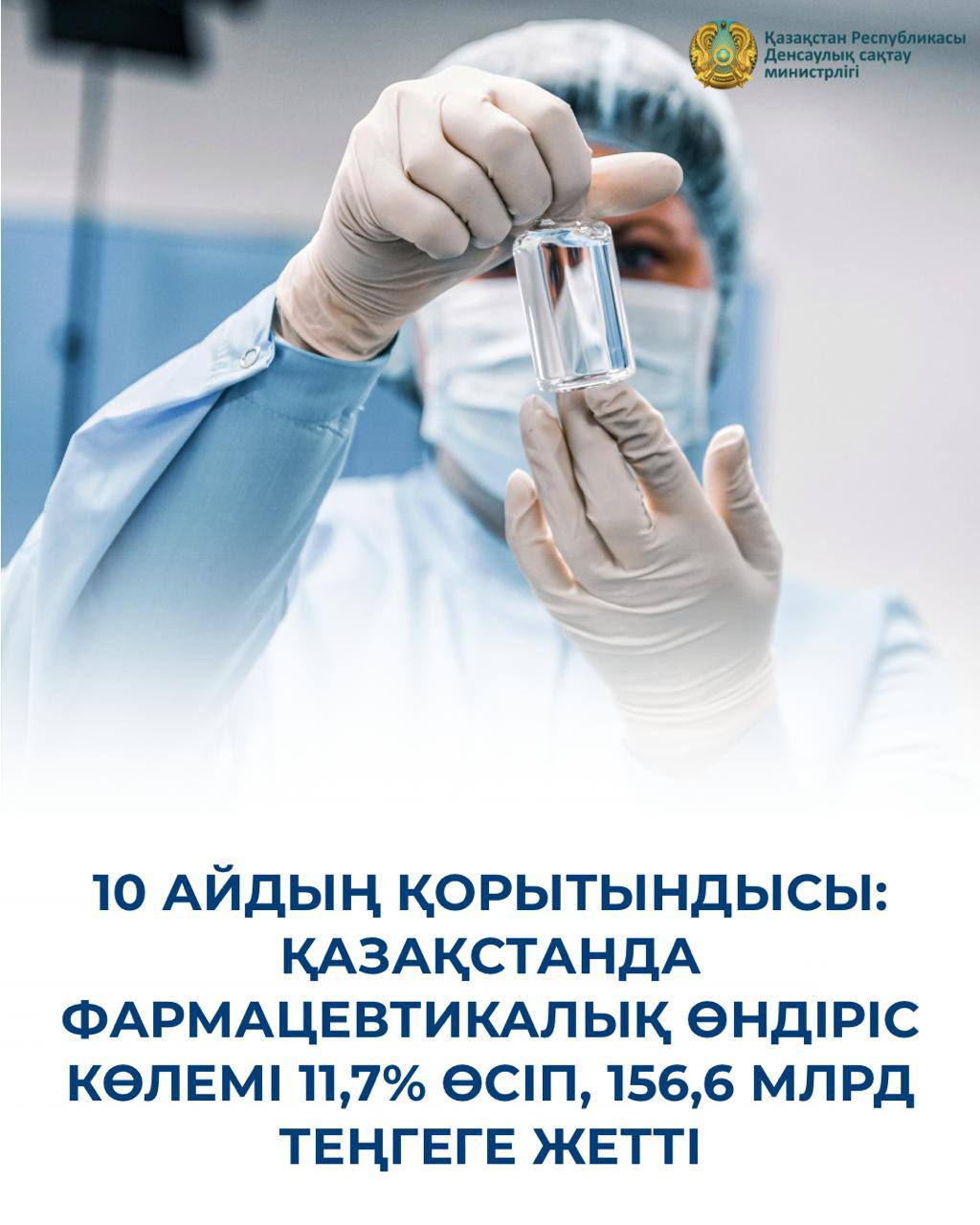 10 АЙДЫҢ ҚОРЫТЫНДЫСЫ: ҚАЗАҚСТАНДА ФАРМАЦЕВТИКАЛЫҚ ӨНДІРІС КӨЛЕМІ 11,7% ӨСІП, 156,6 МЛРД ТЕҢГЕГЕ ЖЕТТІ