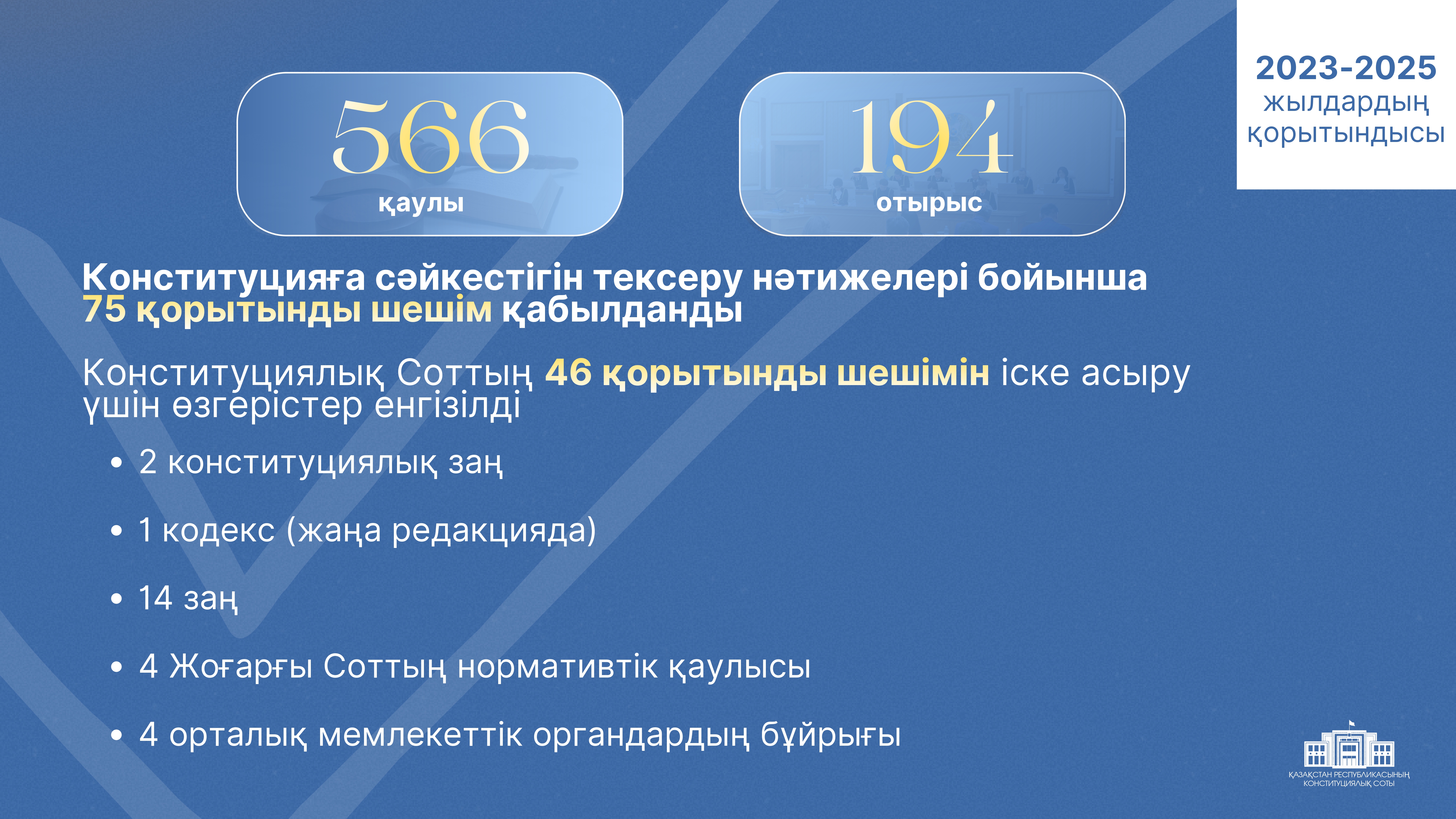 Қазақстан Республикасы Конституциялық Сотының 2025 жылғы қызметінің қорытындылары