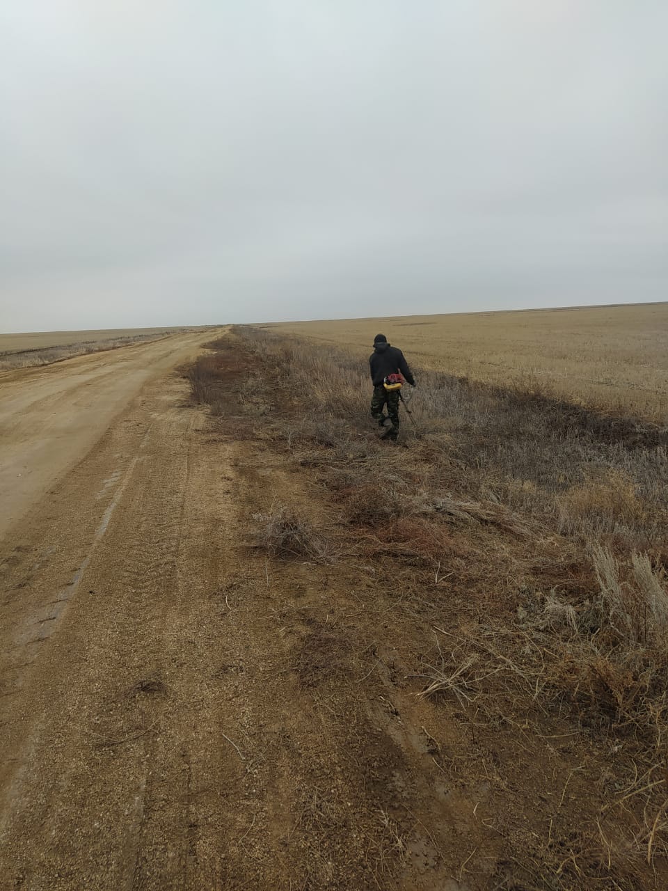 Покос сухостоя на грейдере