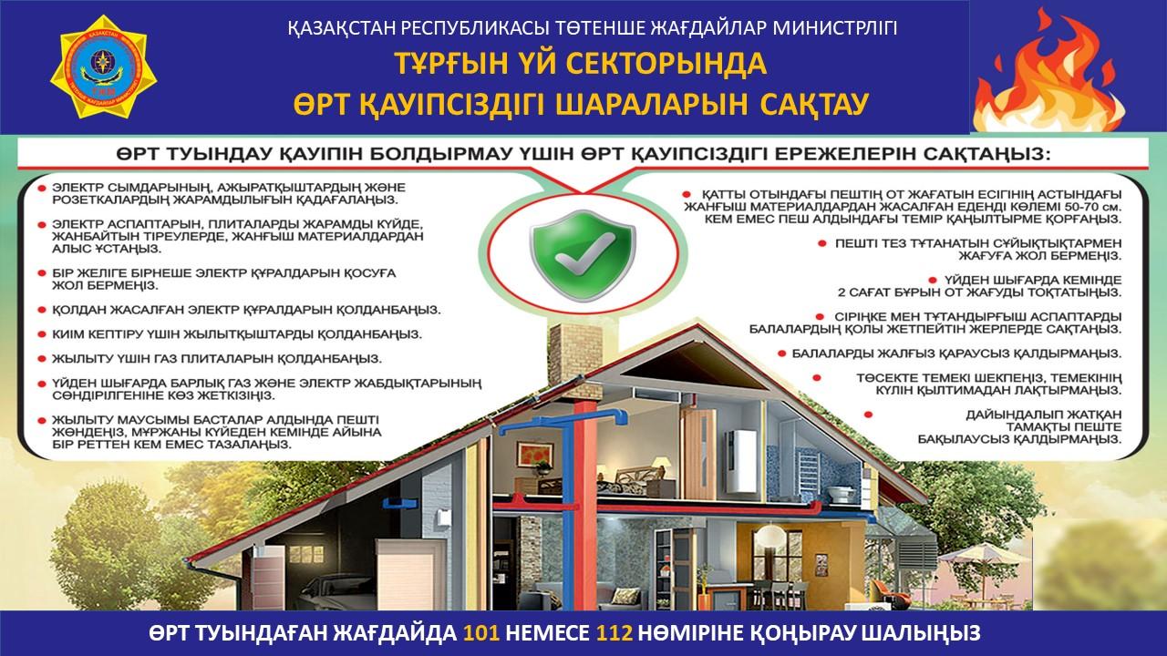 ТЖМ қатты суыққа байланысты өрт қауіпсіздігін сақтауға шақырады
