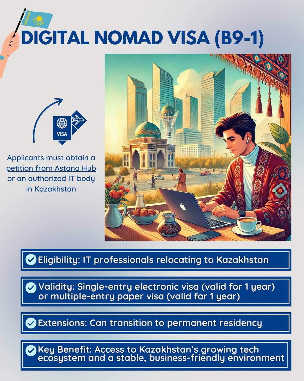 Kazakhstan provides three new visa schemes