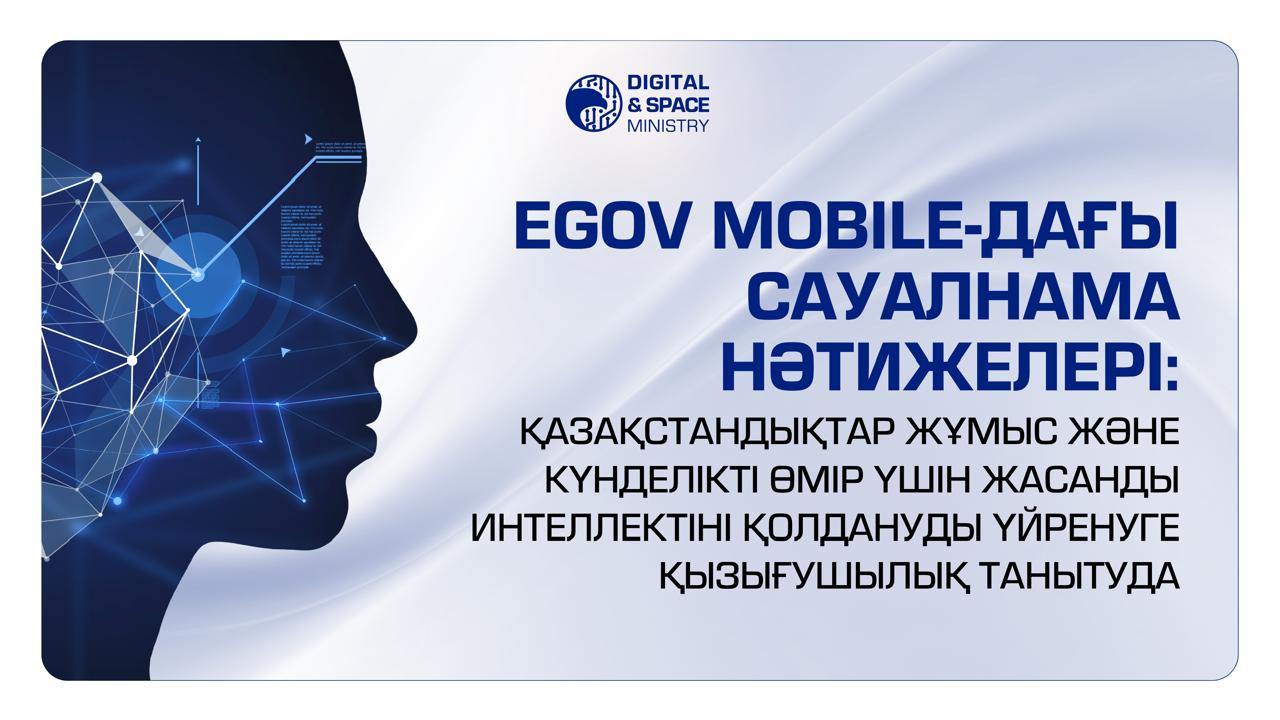 Еgov Mobile-дағы сауалнама нәтижелері: Қазақстандықтар жұмыс және күнделікті өмір үшін жасанды интеллектіні қолдануды үйренуге қызығушылық танытуда