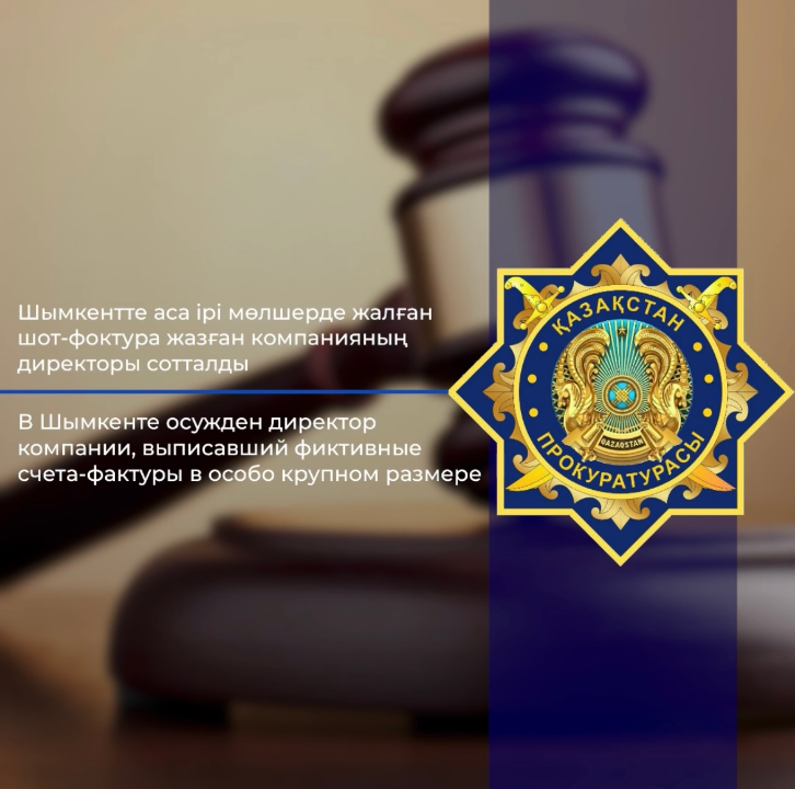 Шымкентте аса ірі мөлшерде жалған  шот-фактура жазған компанияның  директоры сотталды