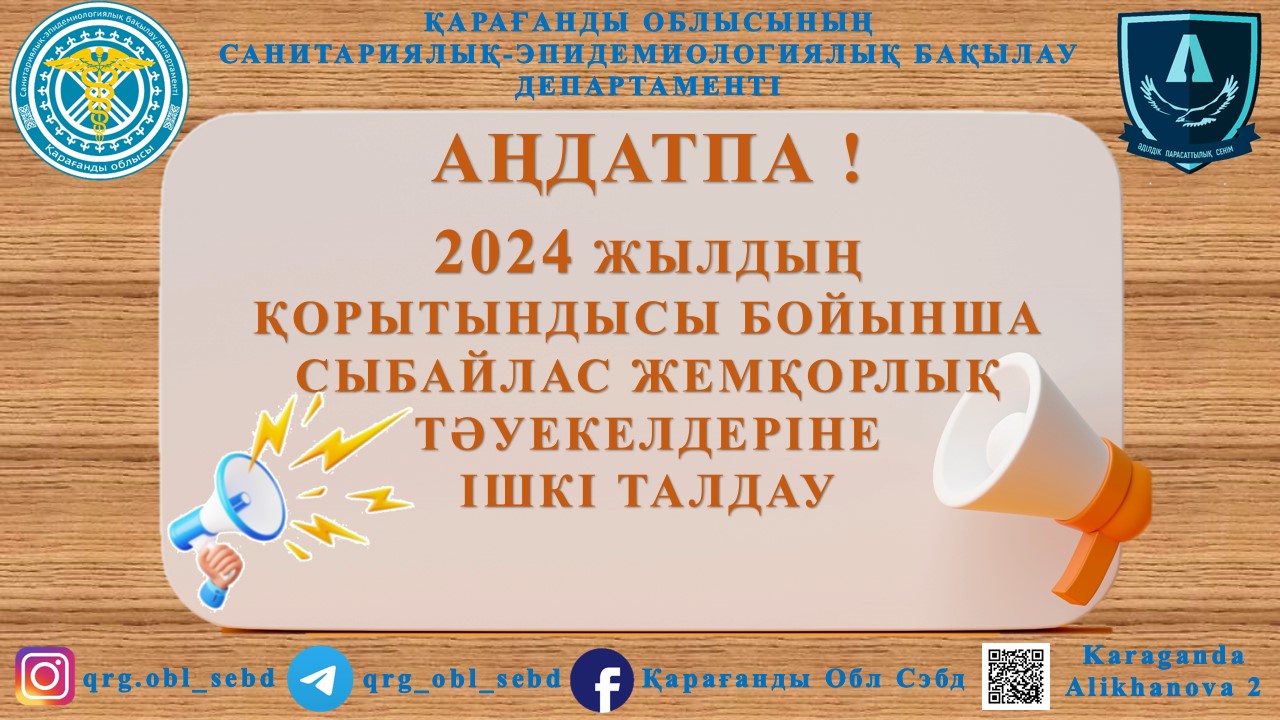 2024 жылдың ҚОРЫТЫНДЫСЫ БОЙЫНША СЫБАЙЛАС ЖЕМҚОРЛЫҚ ТӘУЕКЕЛДЕРІНЕ ІШКІ ТАЛДАУ