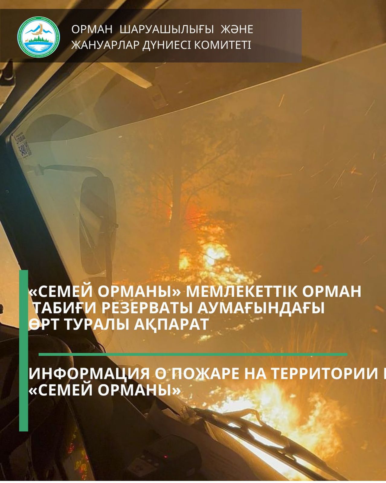 Информация о пожаре на территории ГЛПР «Семей орманы»