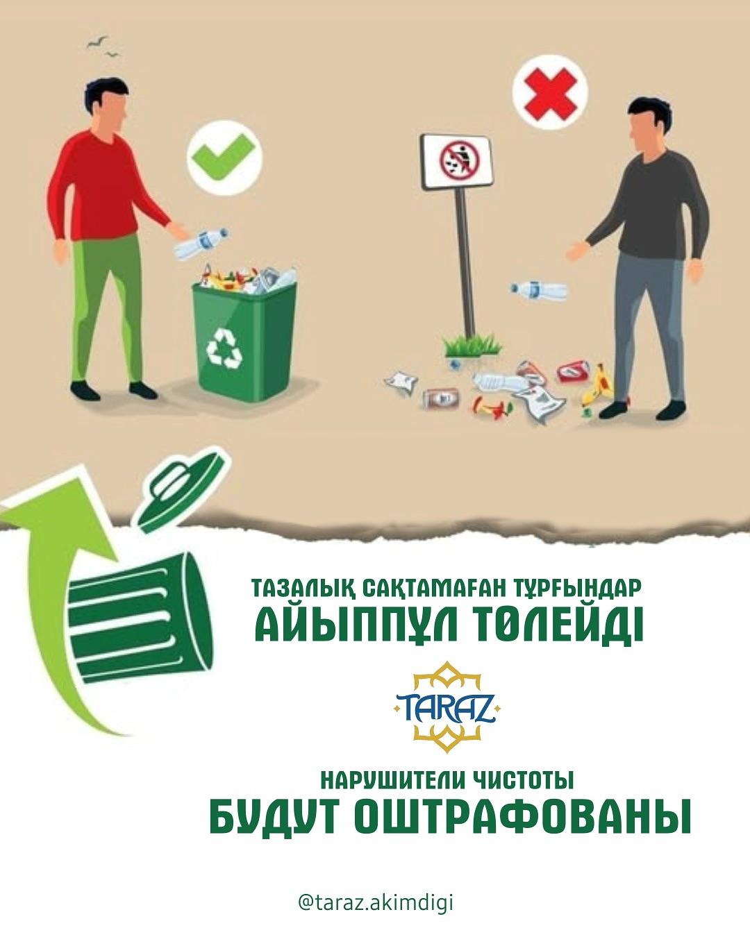 Тазалық сақтамаған тұрғындар айыппұл төлейді