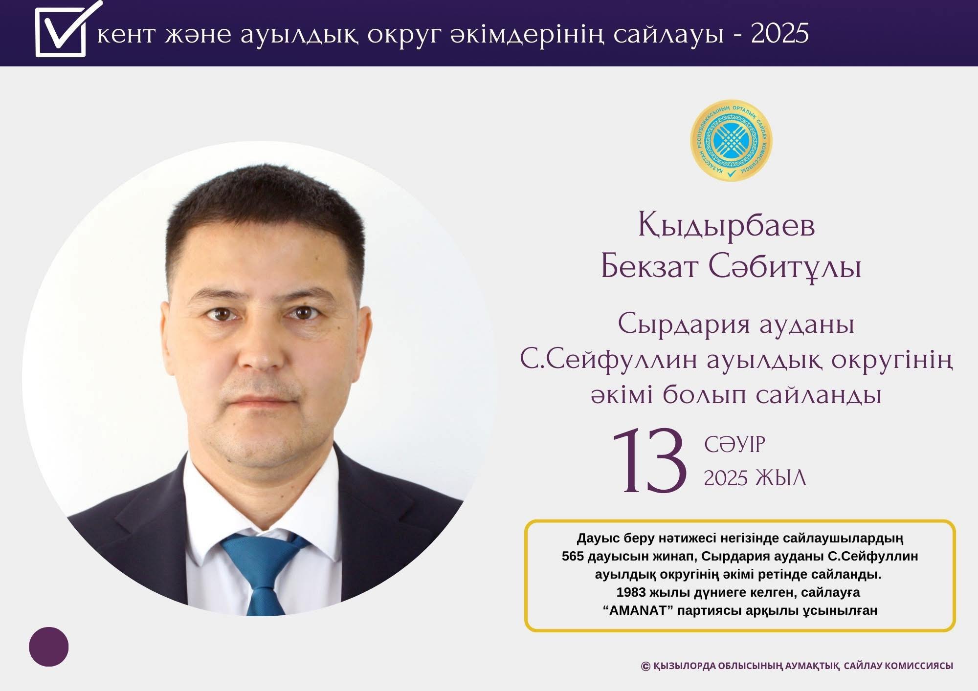С.Сейфуллин ауылдық округінің әкімі сайланды