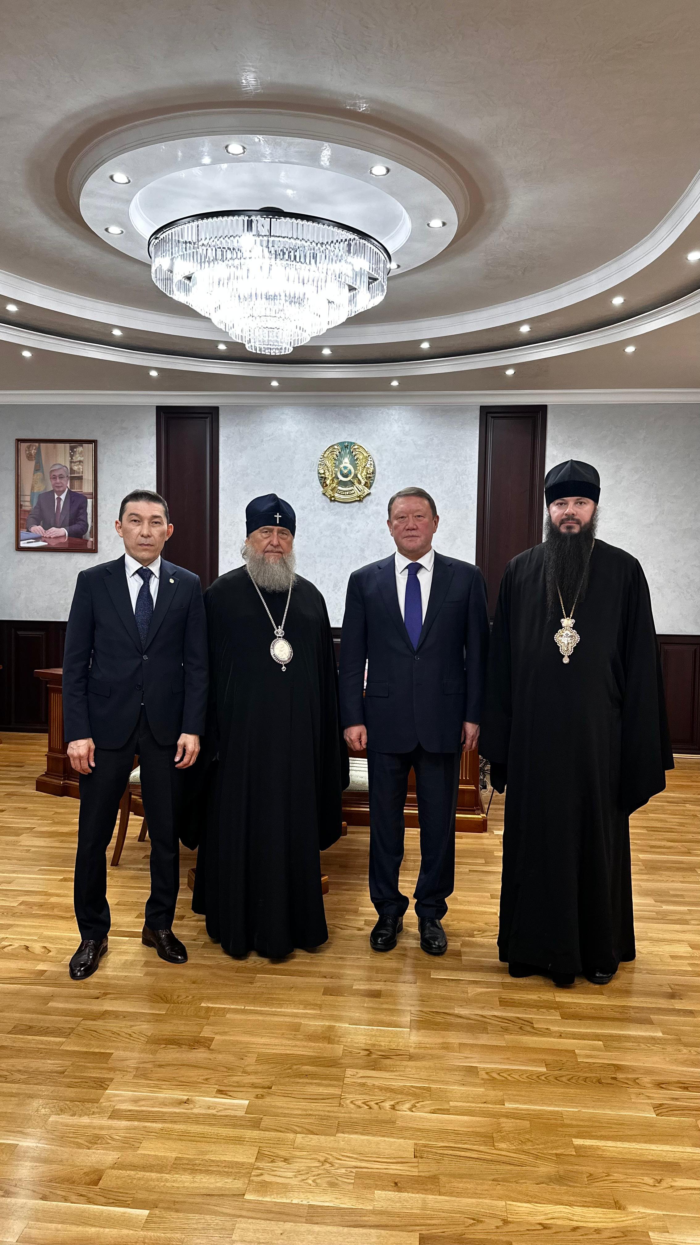 Аким Костанайской области встретился  с Главой Православной церкви Казахстана