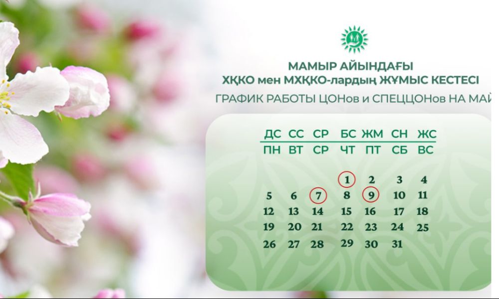 О работе ЦОНов и спецЦОНов в праздничные дни мая
