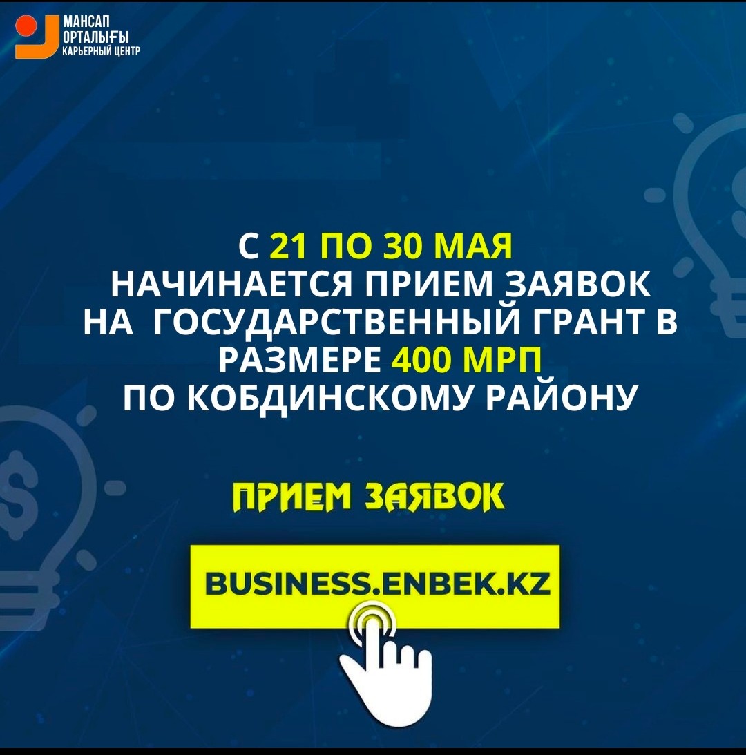 Прием заявок на государственный грант в размере 400 МРП