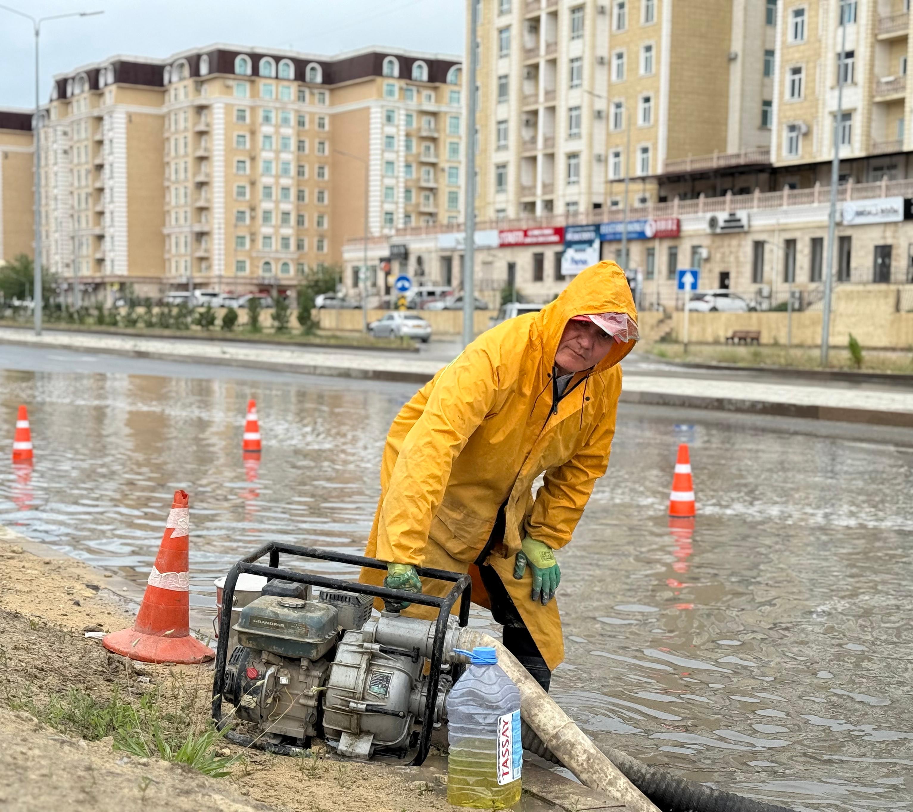 Ақтауда 380 м³ жаңбыр суы алынды