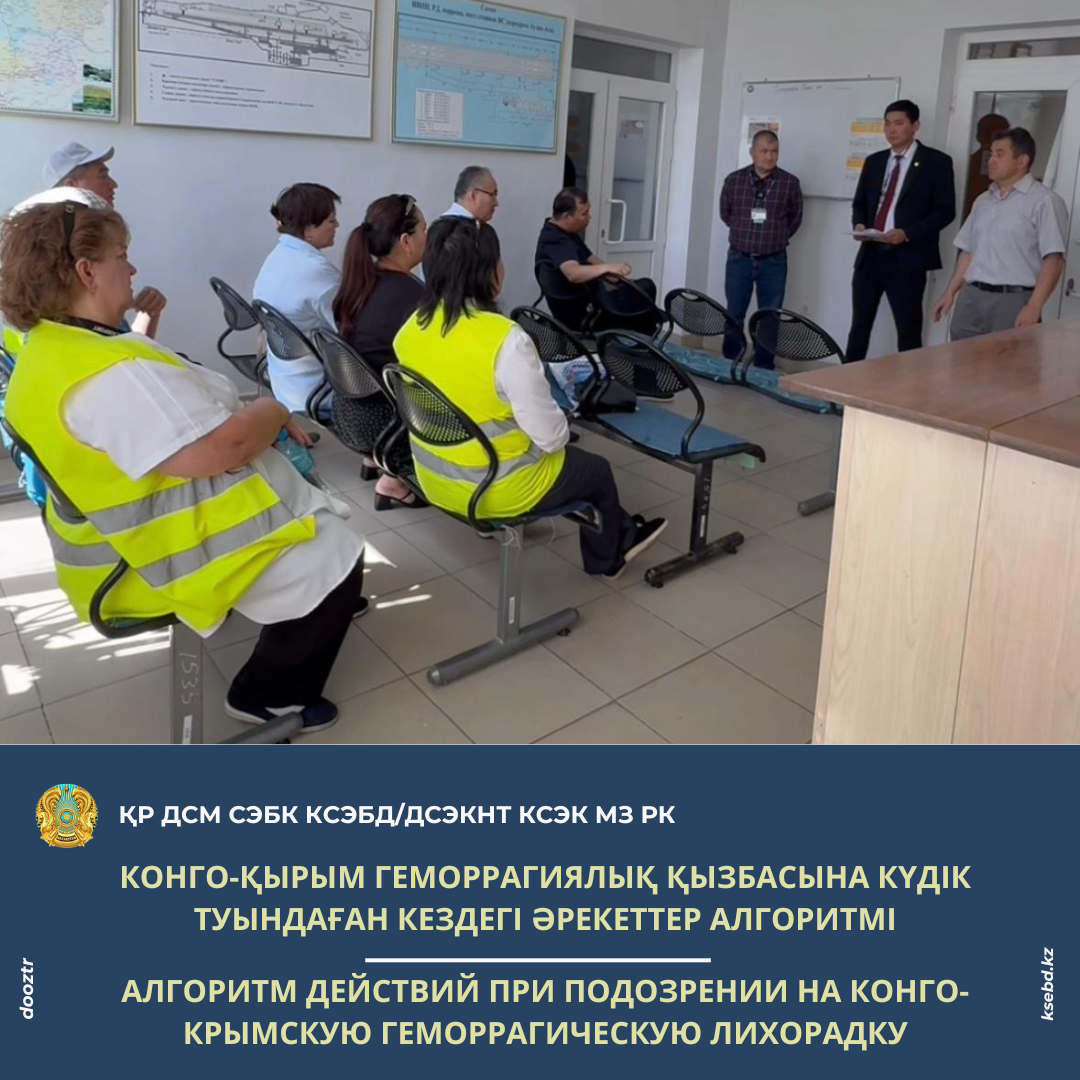 Конго-Қырым геморрагиялық қызбасына күдік туындаған кездегі әрекеттер алгоритмі