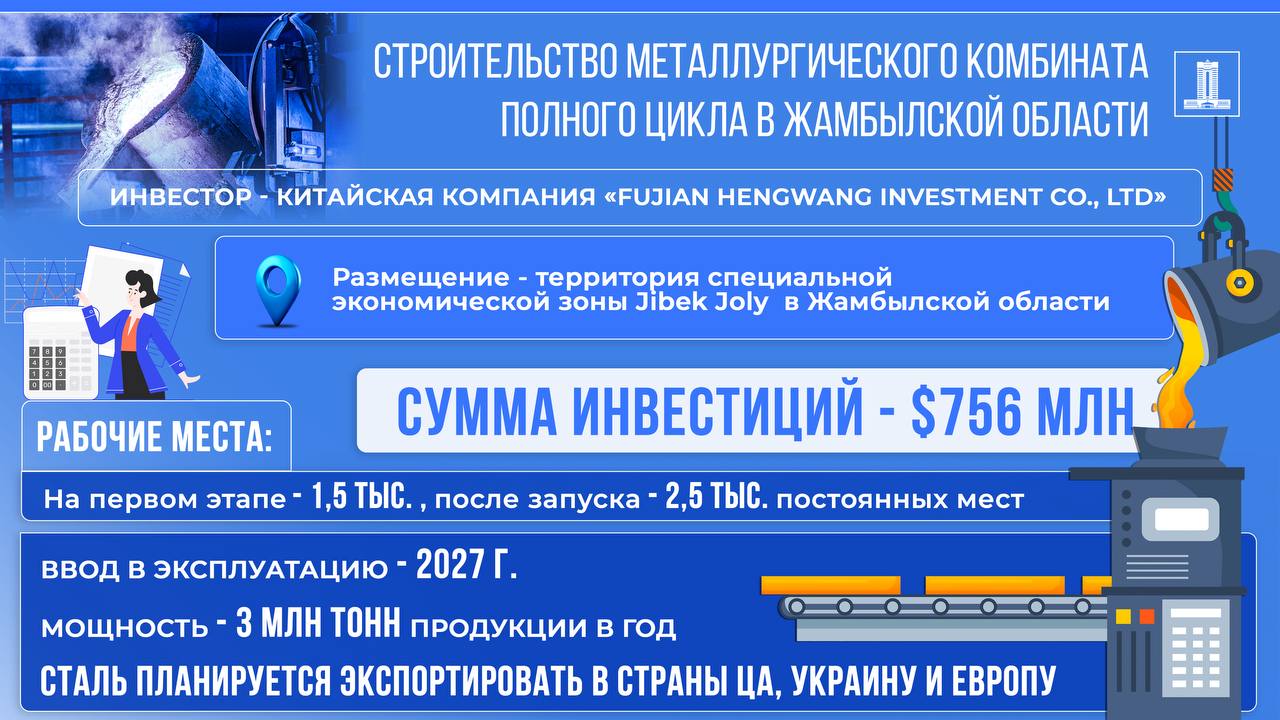 Реализация инвестпроекта: как строится новый завод по производству стали в Жамбылской области