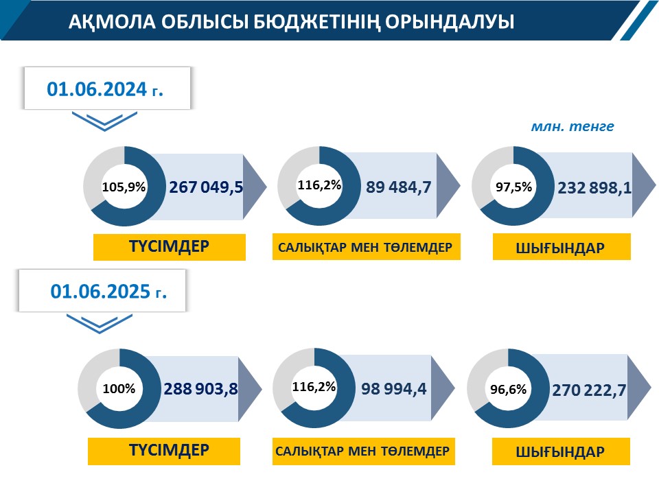 01.06.2025 жылға арналған облыс бюджетінің атқарылуы