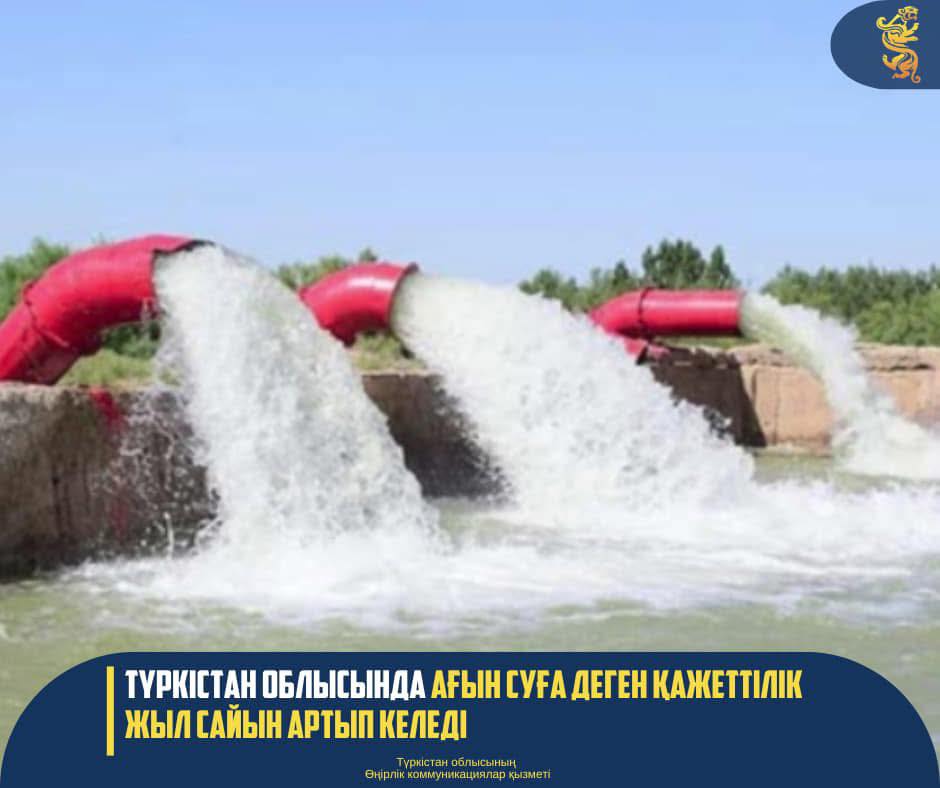 ПОТРЕБНОСТЬ В ПОЛИВНОЙ ВОДЕ В ТУРКЕСТАНСКОЙ ОБЛАСТИ ВОЗРАСТАЕТ С КАЖДЫМ ГОДОМ